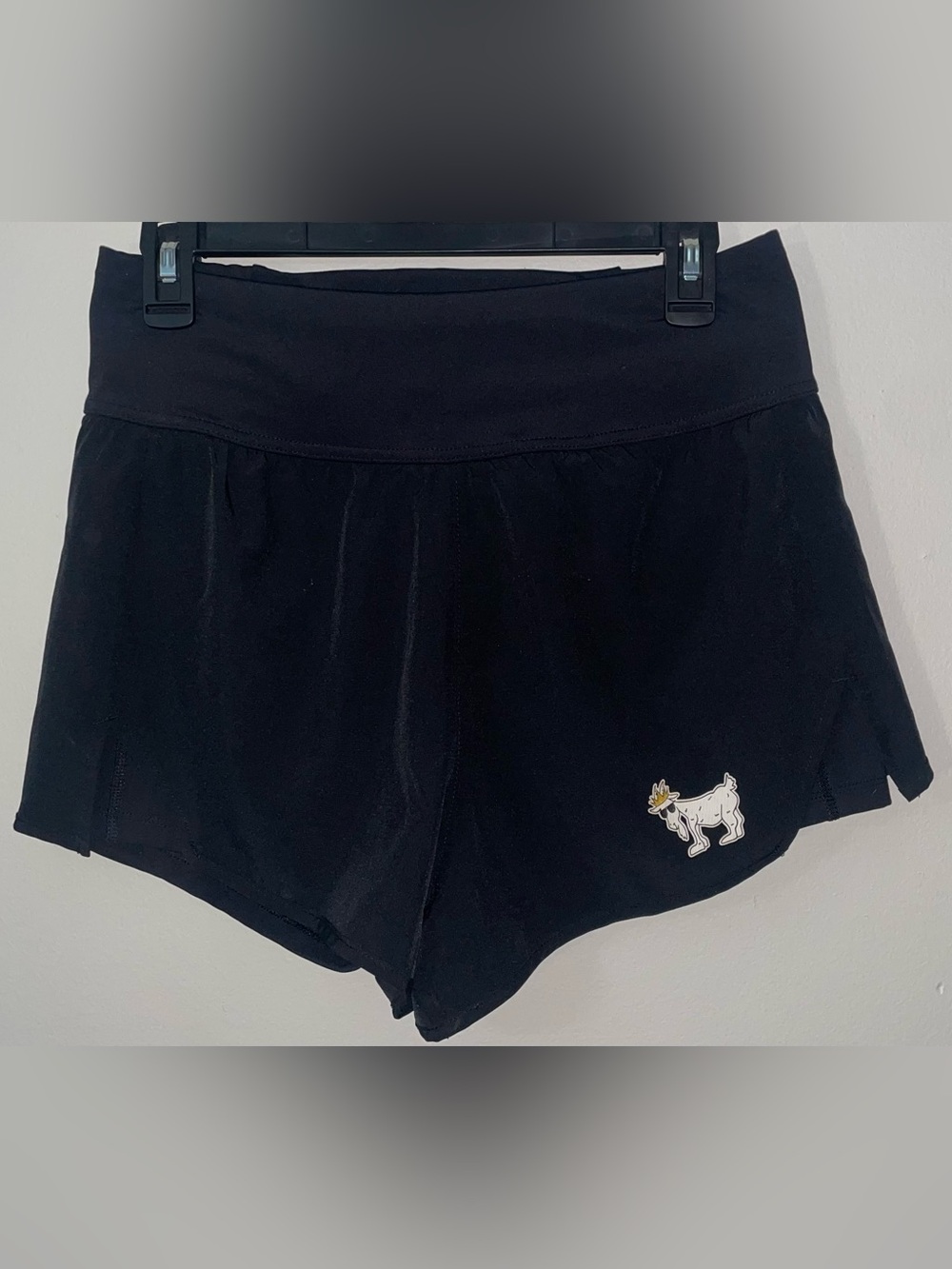 GOAT USA Women’s Black Woven Athletic Shorts, Built In Shorts, GOAT Logo